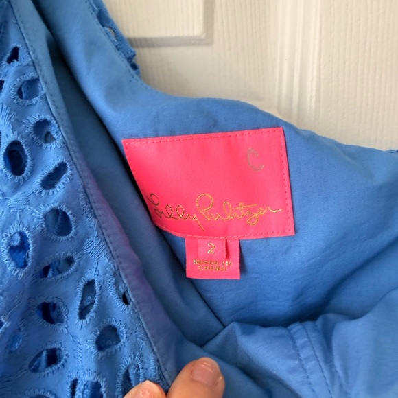 Lilly Pulitzer Josey blue Eyelet One-Shoulder Dress size 2 - Picture 6 of 8